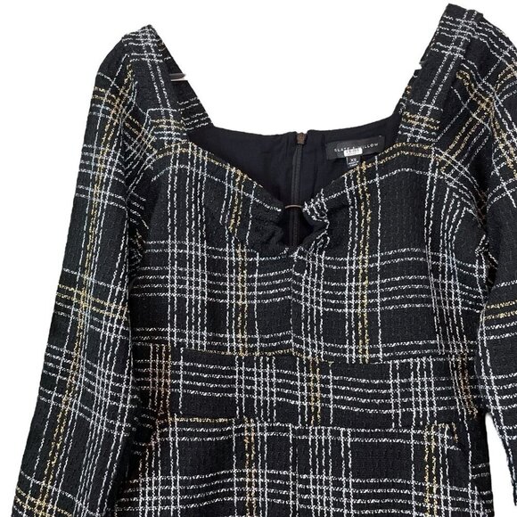 Slate & Willow RTR Plaid Tweed Keyhole Neck Romper Black Gold Silver Size XS - Picture 3 of 11